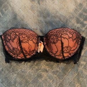 Padded Black and Peach Bra